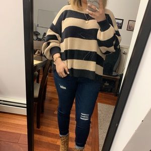 Cream and black stripe sweater